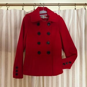 American Rag Red Double-Breasted Wool Blend Pea Coat Small